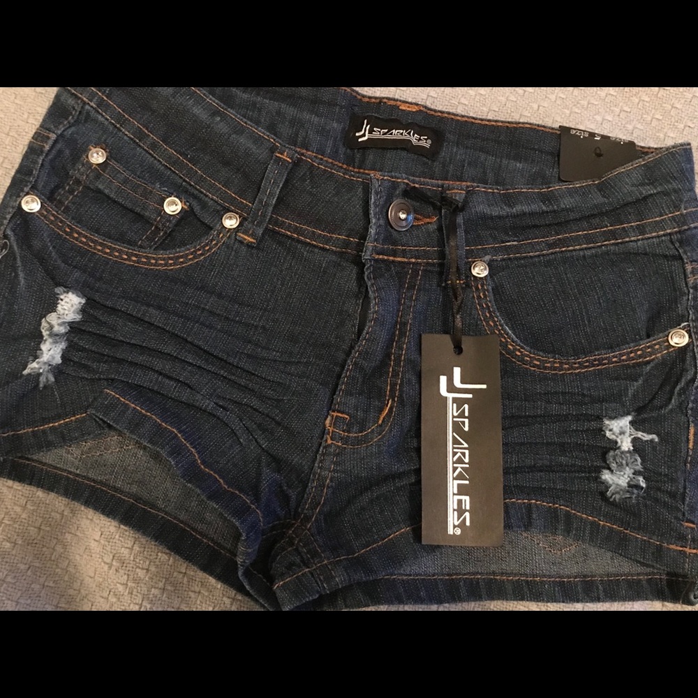 JJ Sparkles Denim Short Shorts